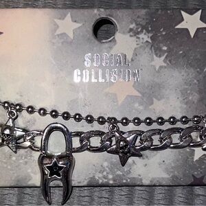 Social Collision Silver Chain Necklace